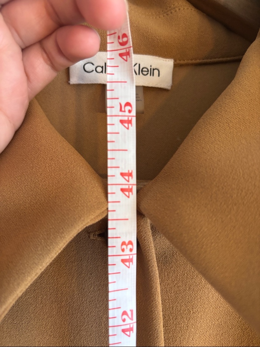 Calvin Klein Button-Front Midi Dress in Camel size 12 - Picture 6 of 7